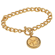 24KT Gold Plated Hummingbird Coin Goldtone Toggle Bracelet