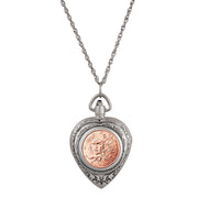 French 2 Euro Coin Heart Locket Pocket Watch Pendant