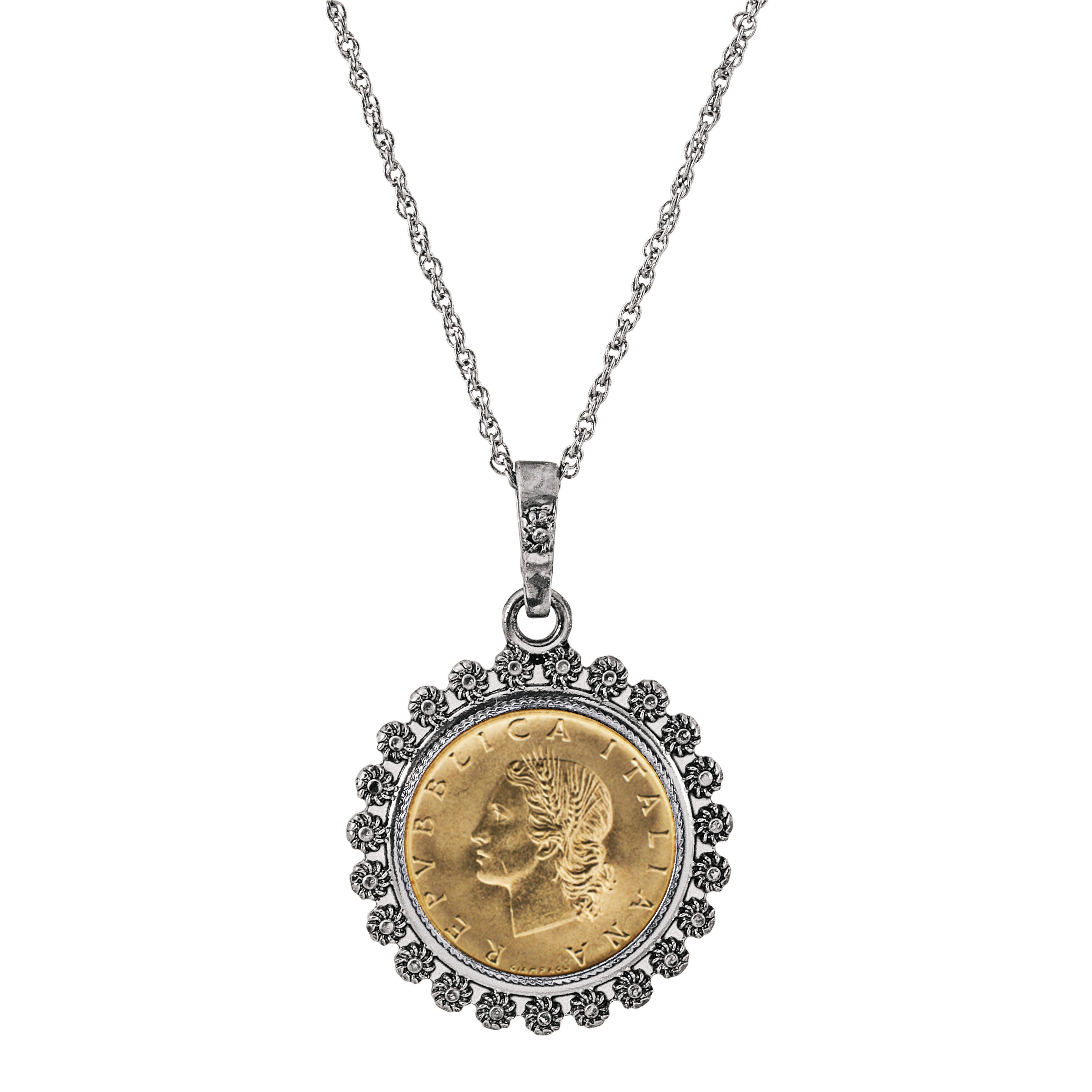 Miss Italy Italian 20 Lira Coin Necklace