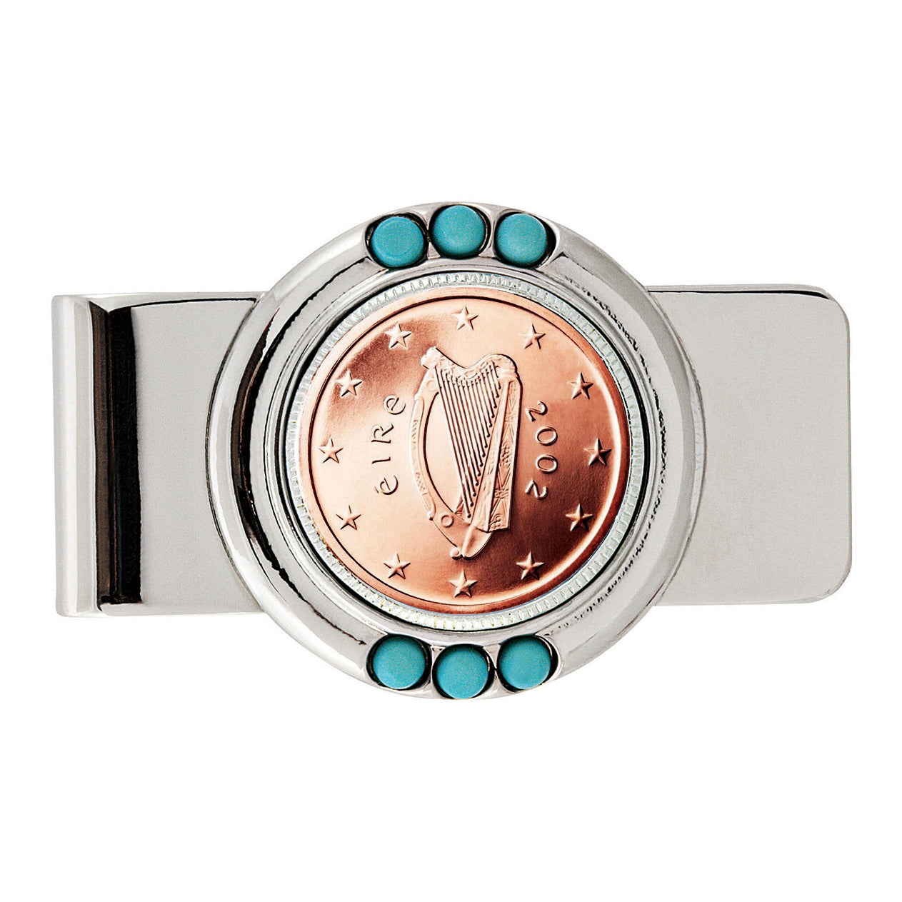 Irish 2 Euro Coin Turquoise Money Clip