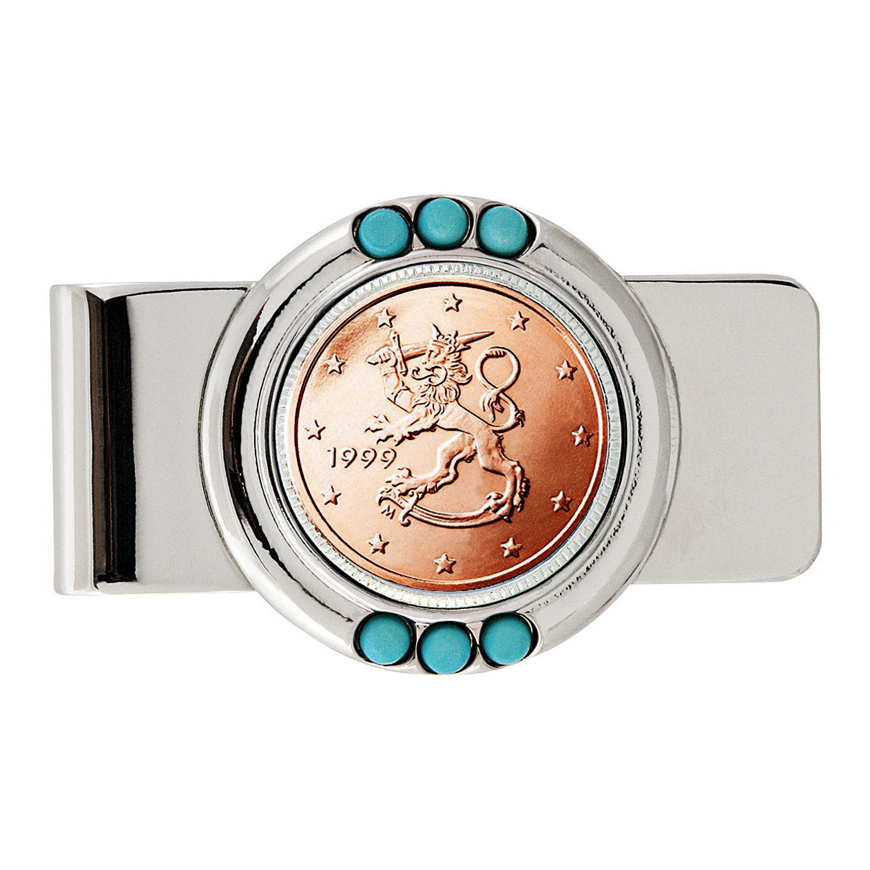 Finland 2 Euro Coin Turquoise Money Clip