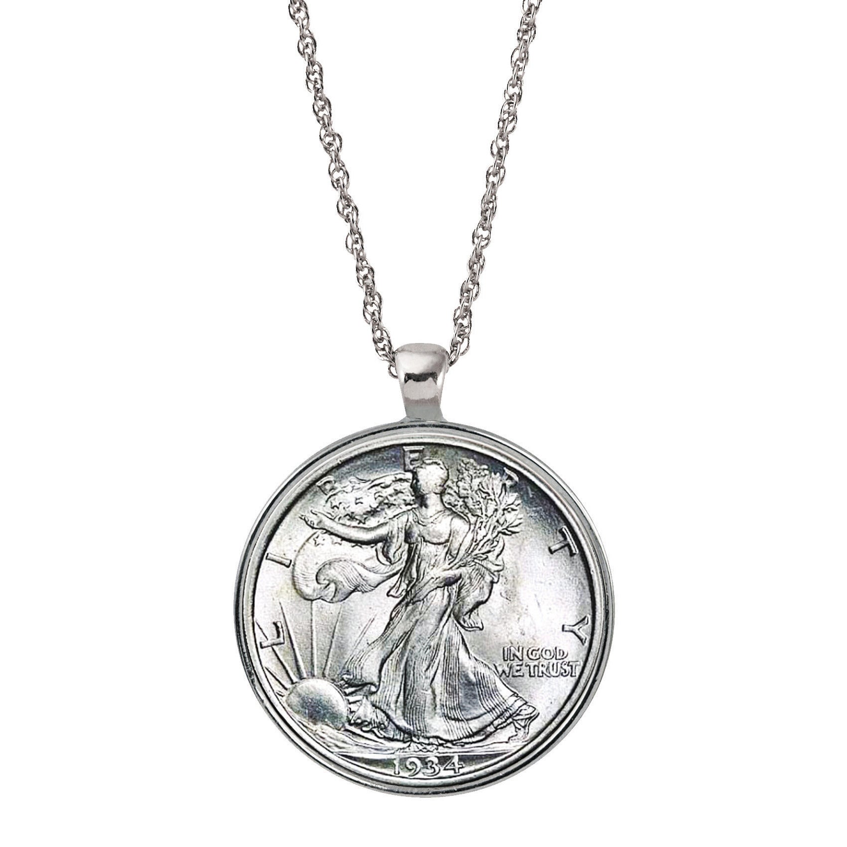 Year To Remember Half Dollar Coin Silvertone Pendant