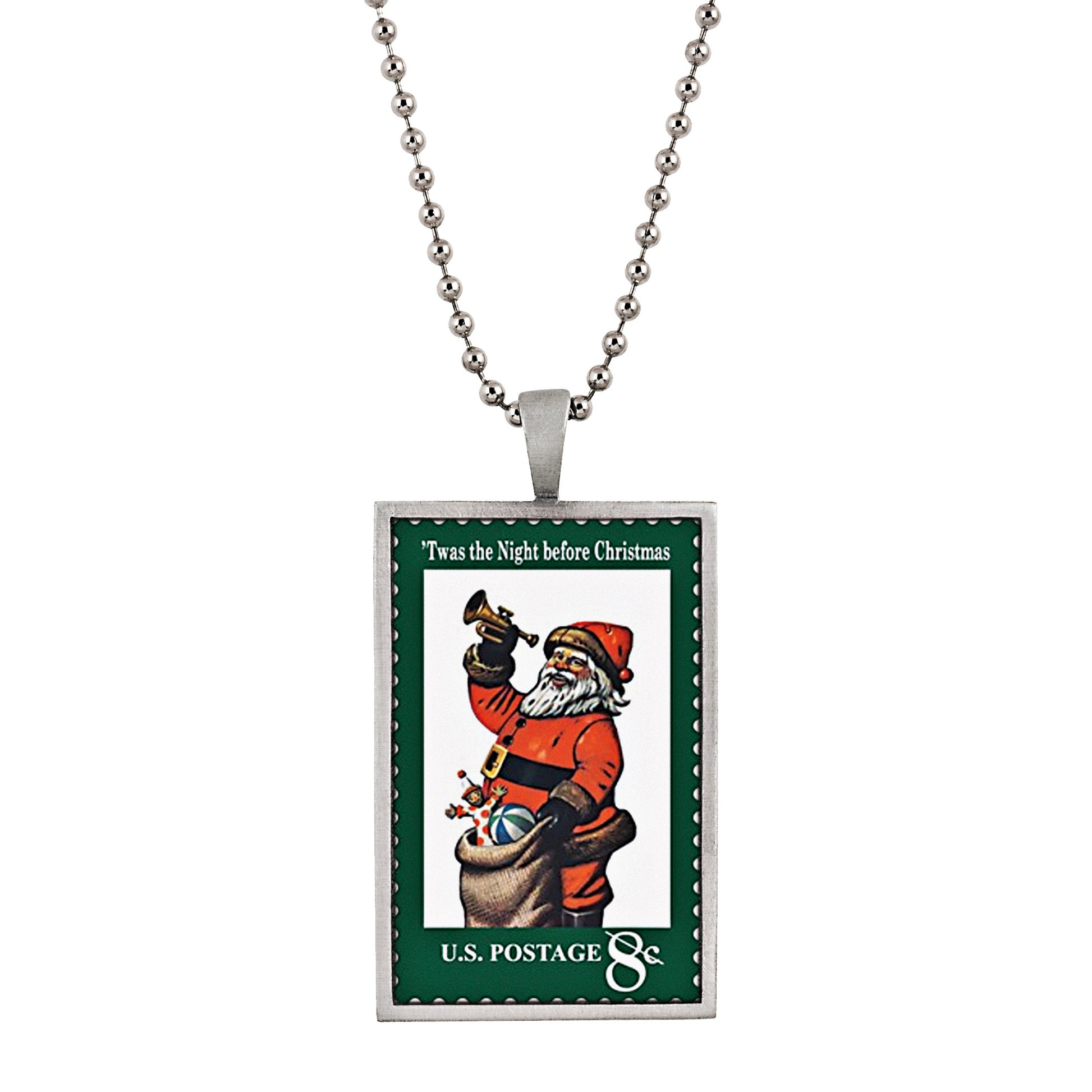 Twas The Night Before United States Postage Stamp Ball Chain Necklace