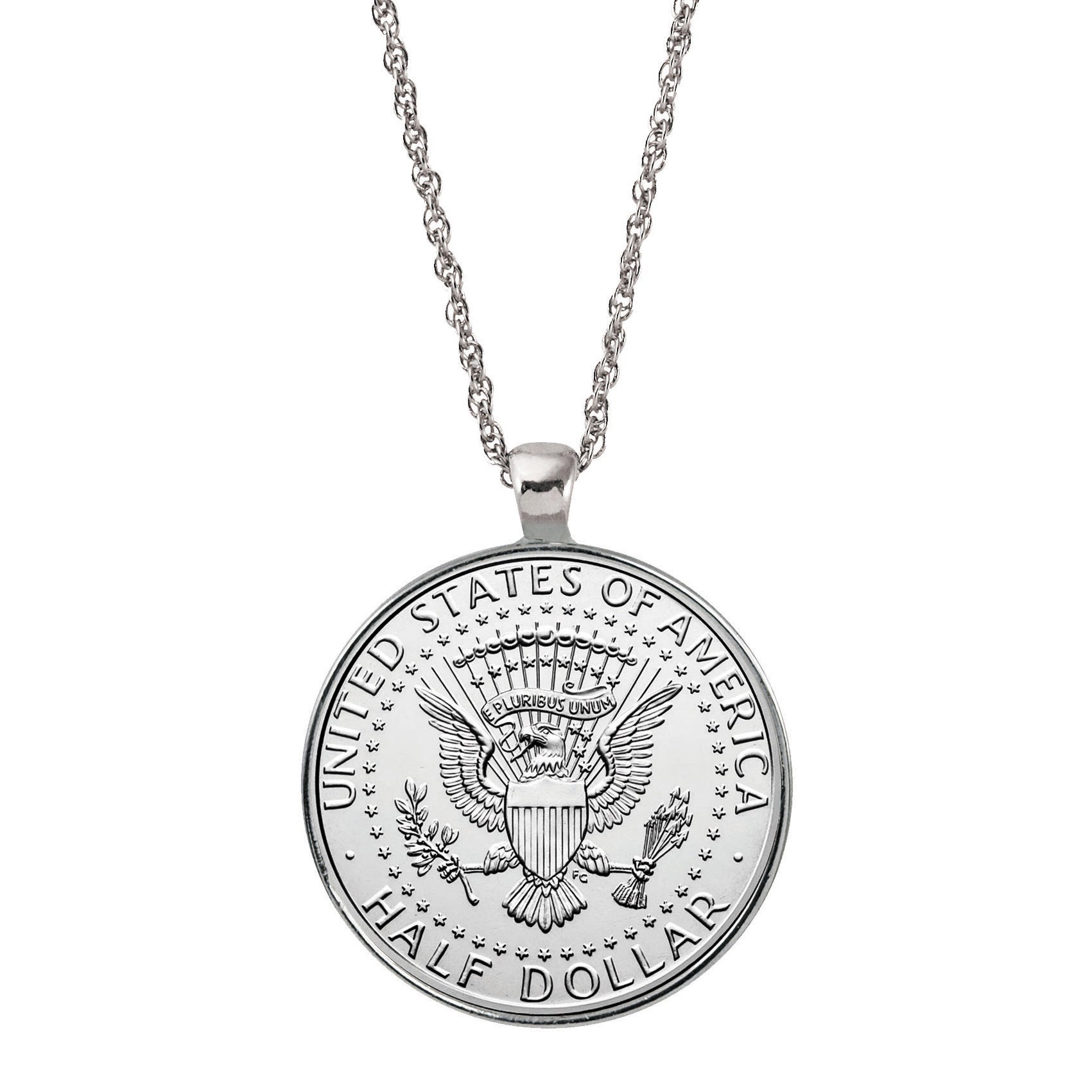 Presidential Seal Half Dollar Coin Silvertone Pendant