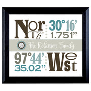 State Quarter and City Coordinates Personalized Frame