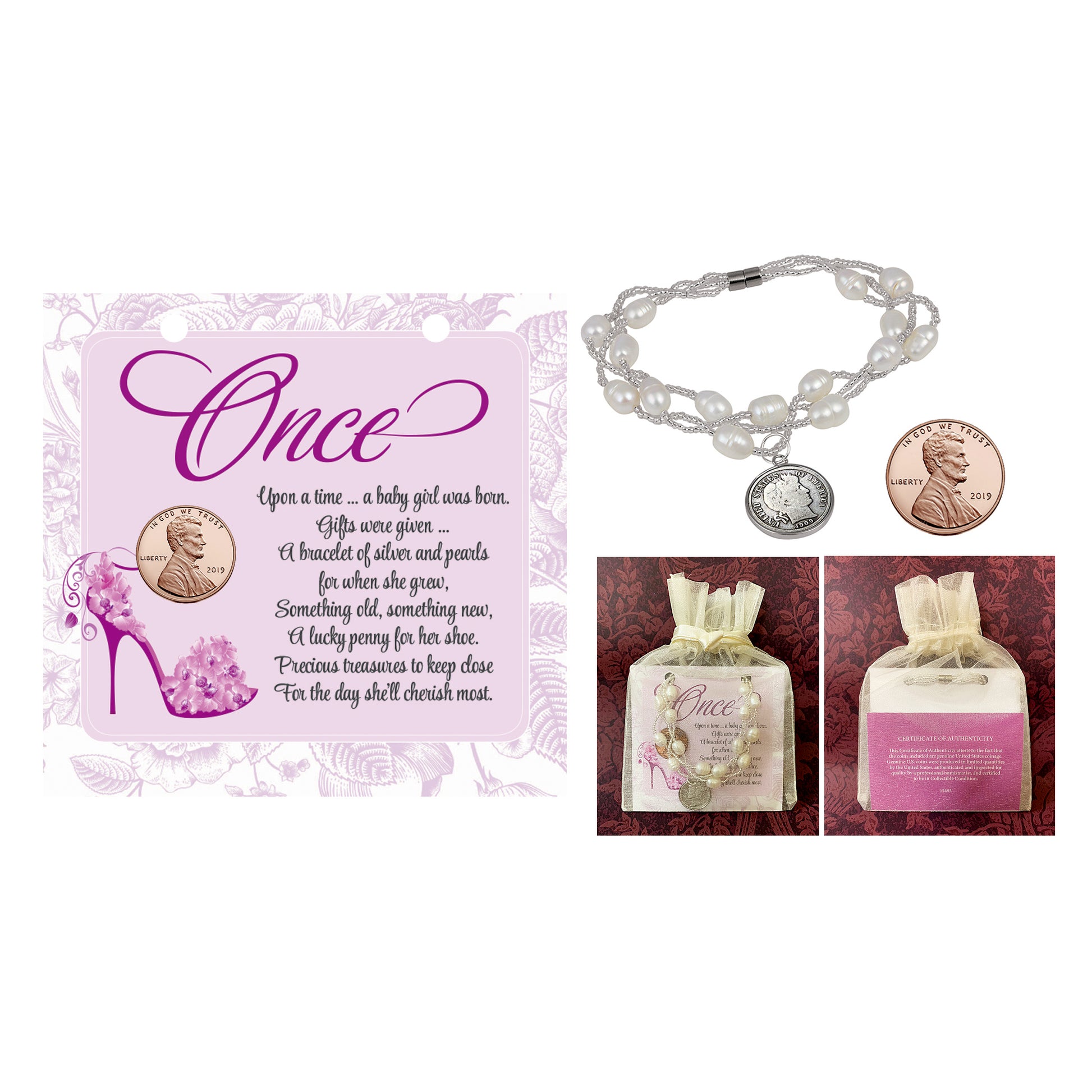 Once Upon A Time Precious Treasures Coin Bracelet and Lucky Penny Gift Set