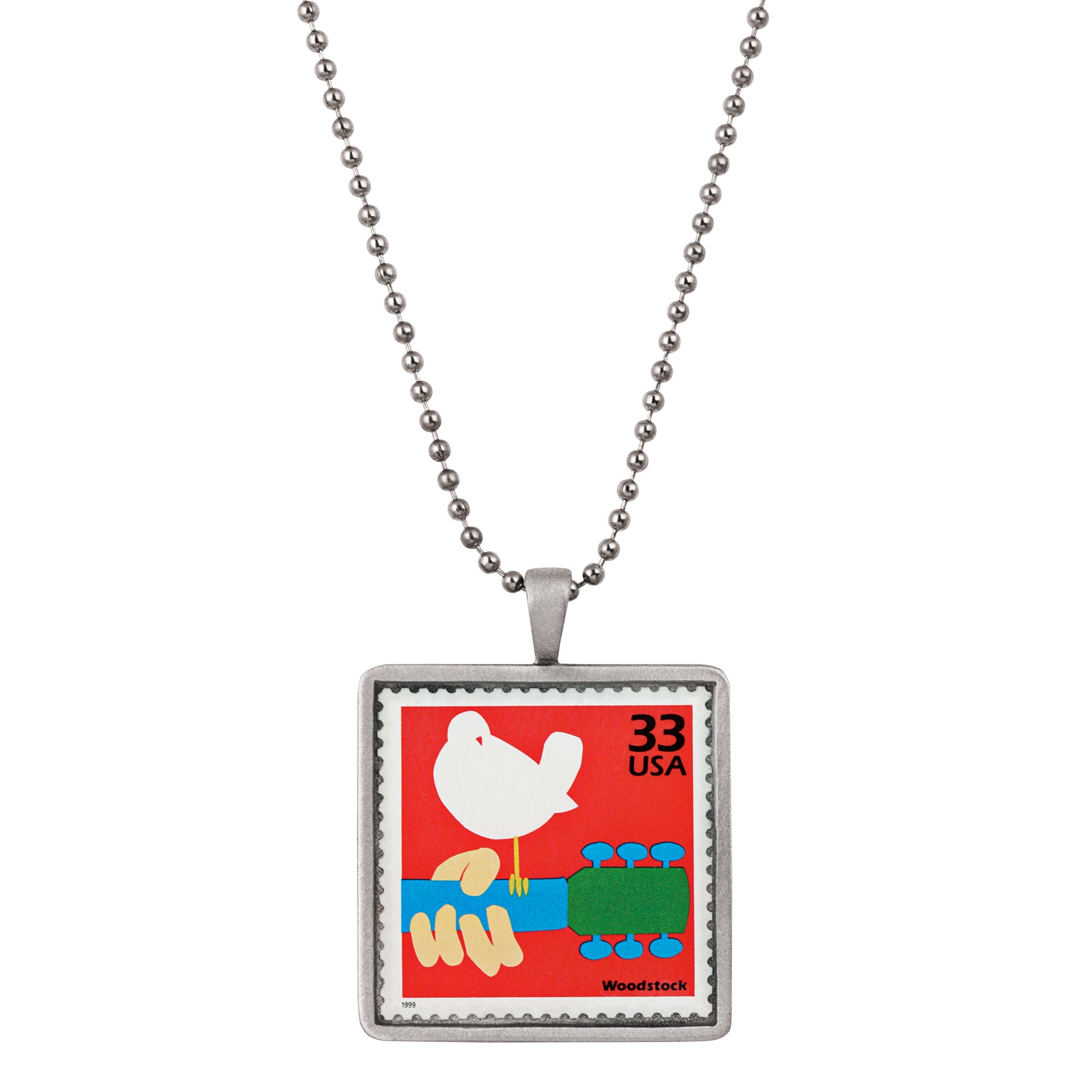 United States Postage Woodstock Celebration Stamp Ball Chain Necklace