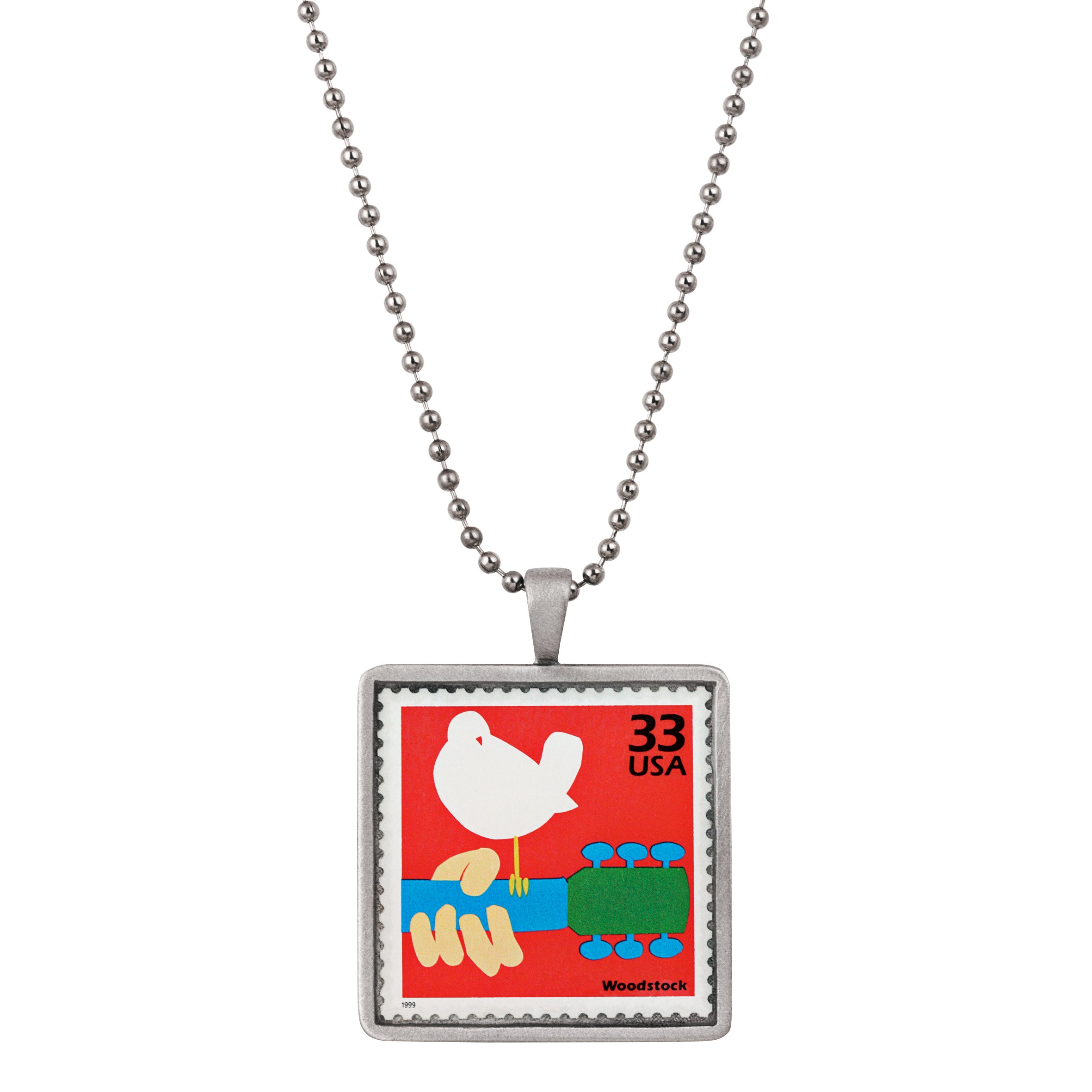United States Postage Woodstock Celebration Stamp Ball Chain Necklace