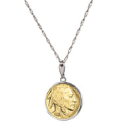 Gold Layered Buffalo Nickel Coin Sterling Silver Necklace
