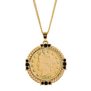Gold Layered Liberty Nickel Medallion Goldtone Necklace Pendant