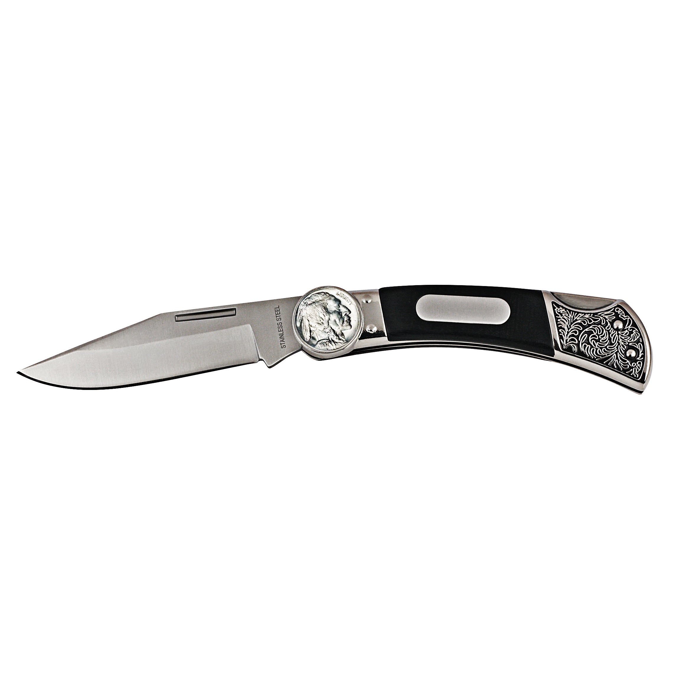 Buffalo Nickel Wood Pocket Knife With Engravable Plate – The