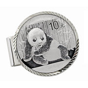 Sterling Silver Diamond Cut Money Clip With Silver Panda Coin