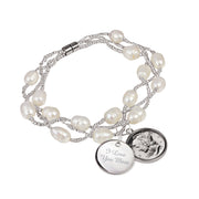 Mercury Dime Fresh Water Pearl Bracelet With I Love You Mom Charm
