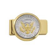 Selectively Gold-Layered Presidential Seal JFK Half Dollar Goldtone Coin Money Clip