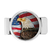 American Bald Eagle Colorized JFK Half Dollar Silvertone Money Clip