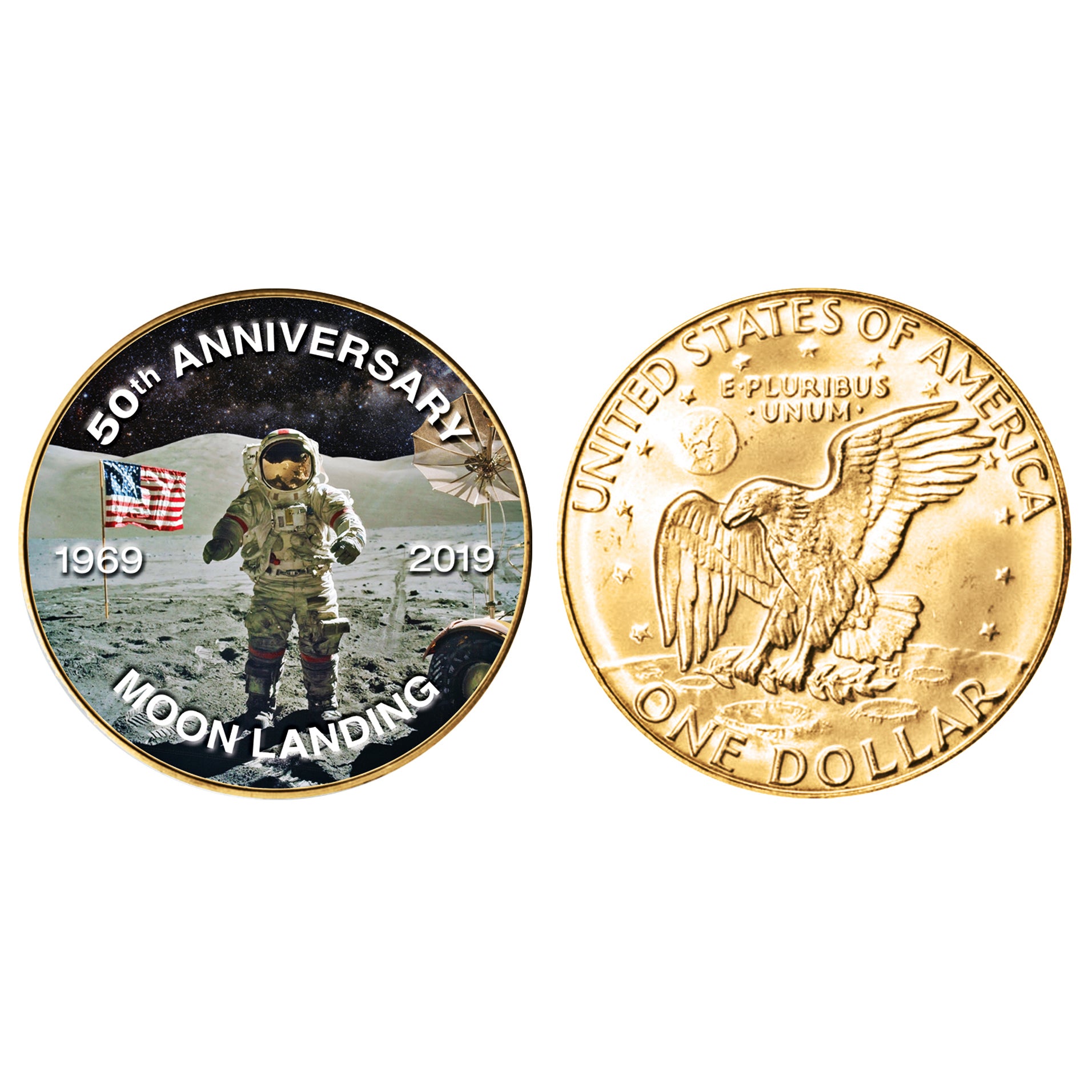 Moon Landing Eisenhower Colorized Dollar Gold Layered Coin