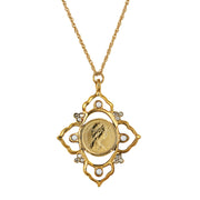 Queen Elizabeth II 1/2 New Penny Coin Victorian Style Goldtone Pendant