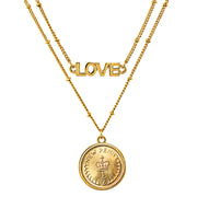 Gold Layered 1/2 New Penny Goldtone Double Strand Love Necklace