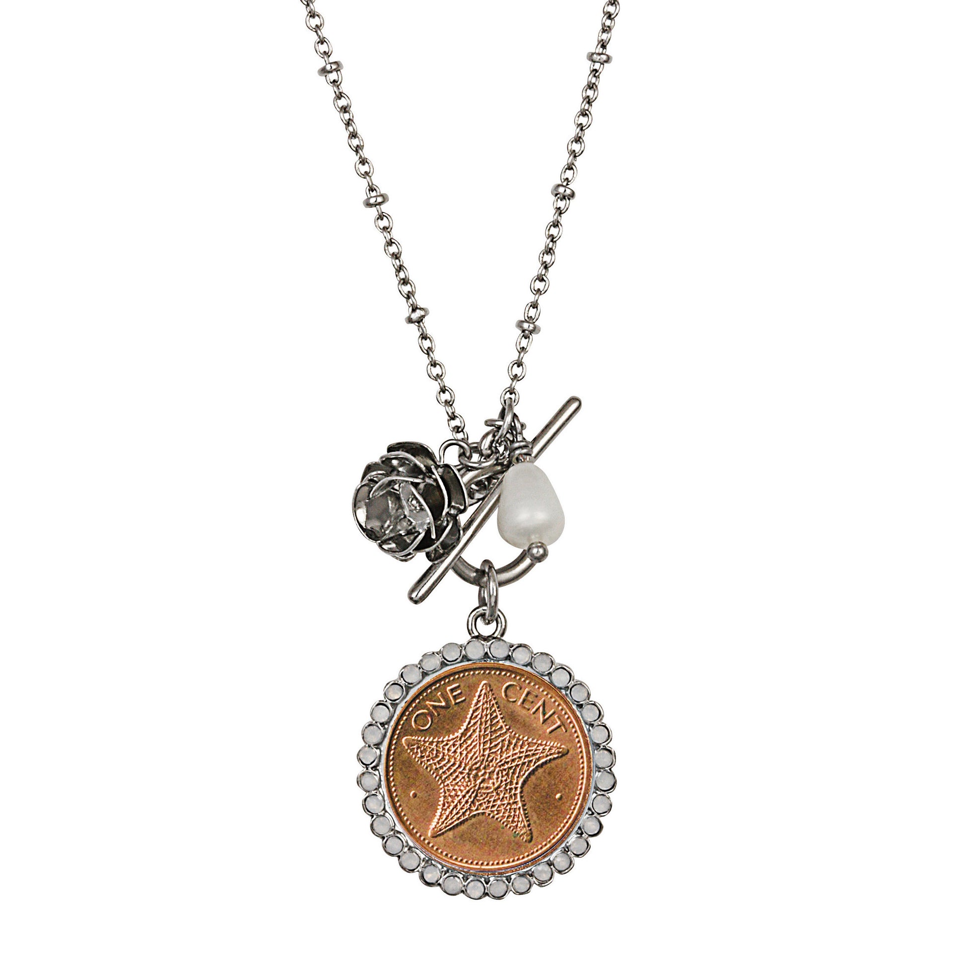 Starfish Coin Rose Toggle Pendant