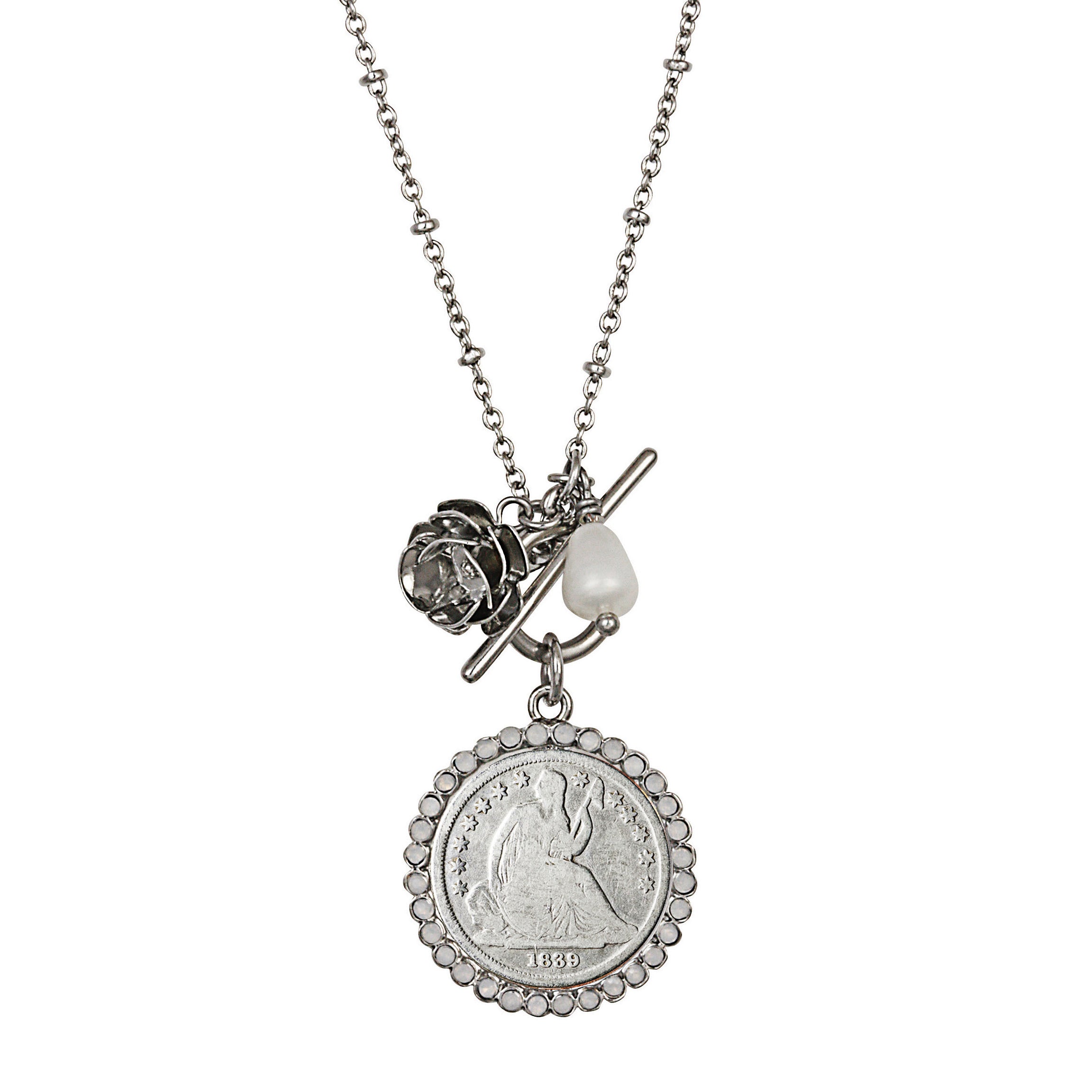 Seated Dime Rose Toggle Pendant