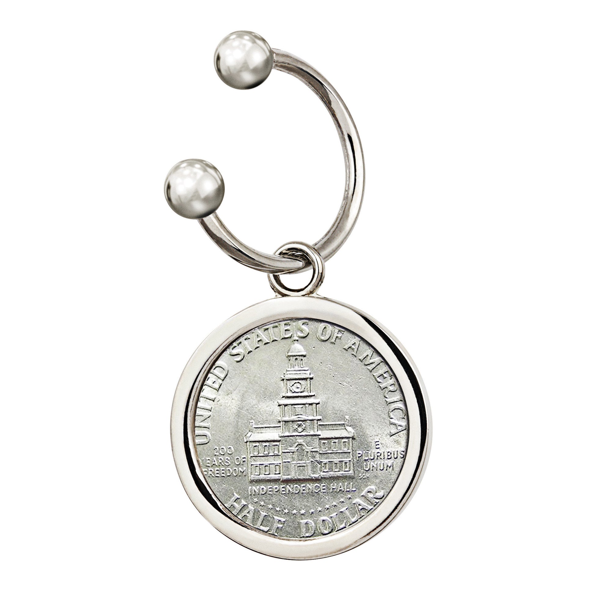 JFK Bicentennial Half Dollar Silvertone Keychain