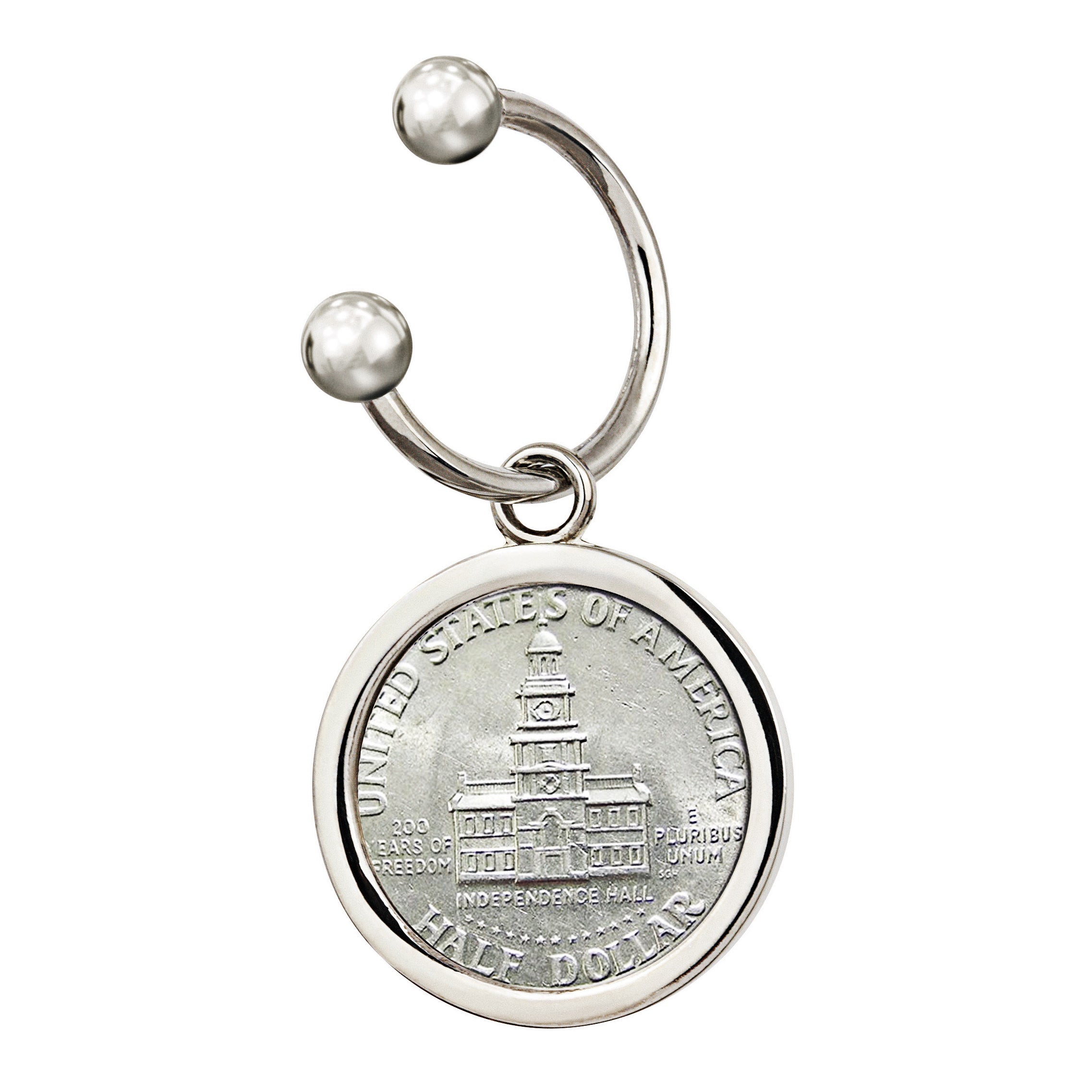 JFK Bicentennial Half Dollar Silvertone Keychain