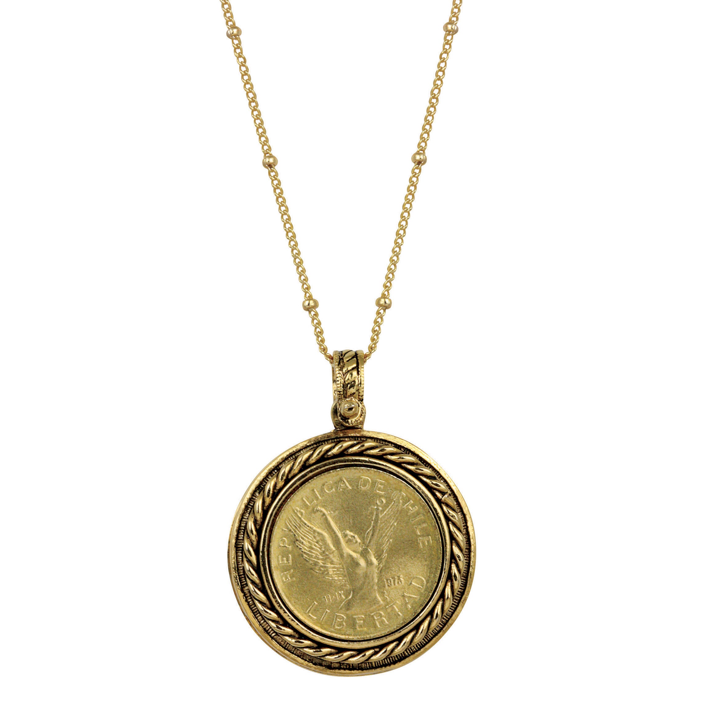 Lord's Prayer Angel Coin Charm Necklace