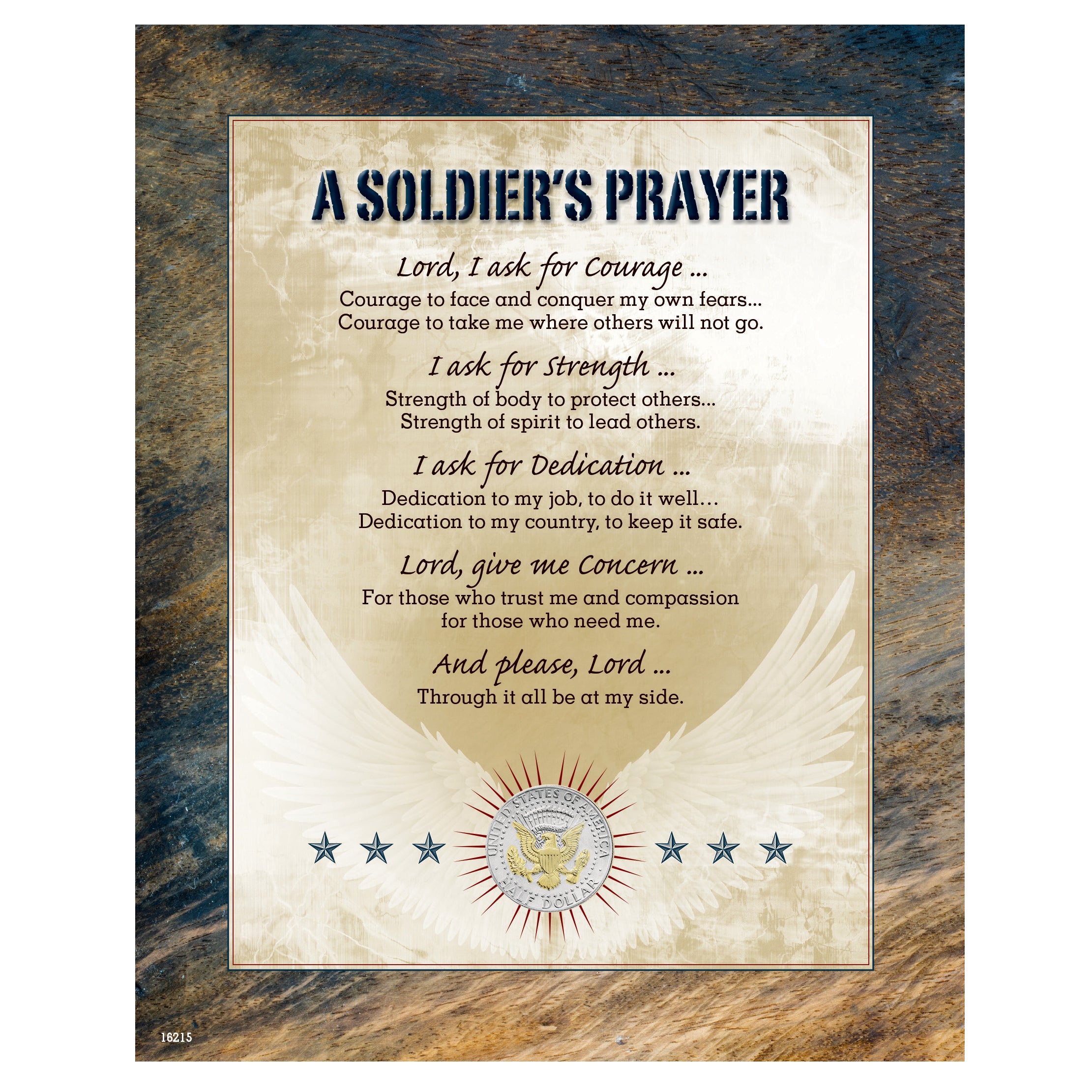 A Soldier's Prayer with Genuine JFK Half Dollar Matted Coin