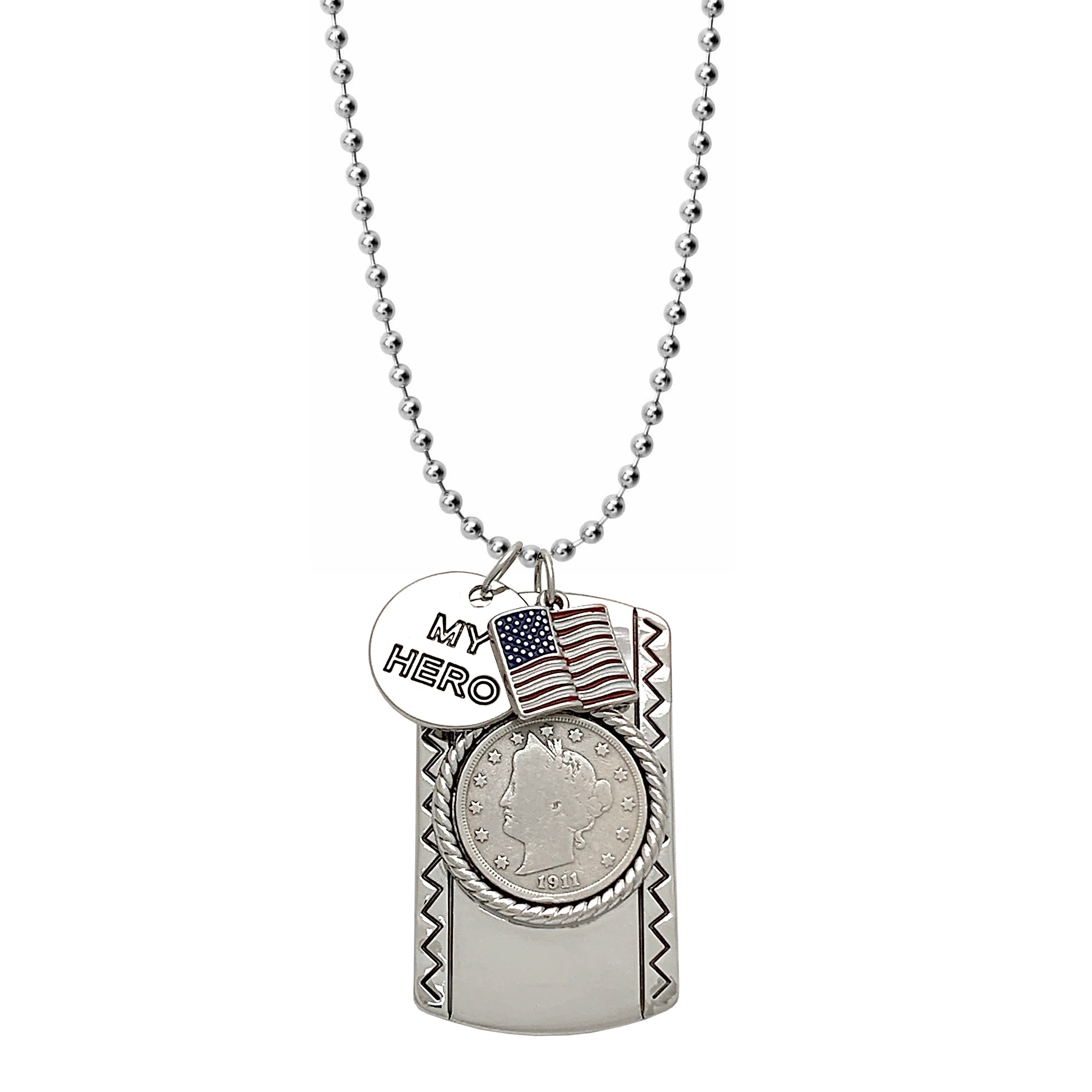 My Hero Liberty Nickel Dog Tag Pendant Coin Necklace