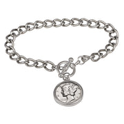 Year To Remember Dime Silvertone Coin Toggle Bracelet Choose From 1934 to Present
