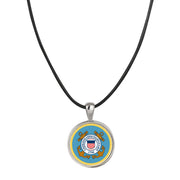 Coast Guard Colorized Quarter Pendant With Leather Cord