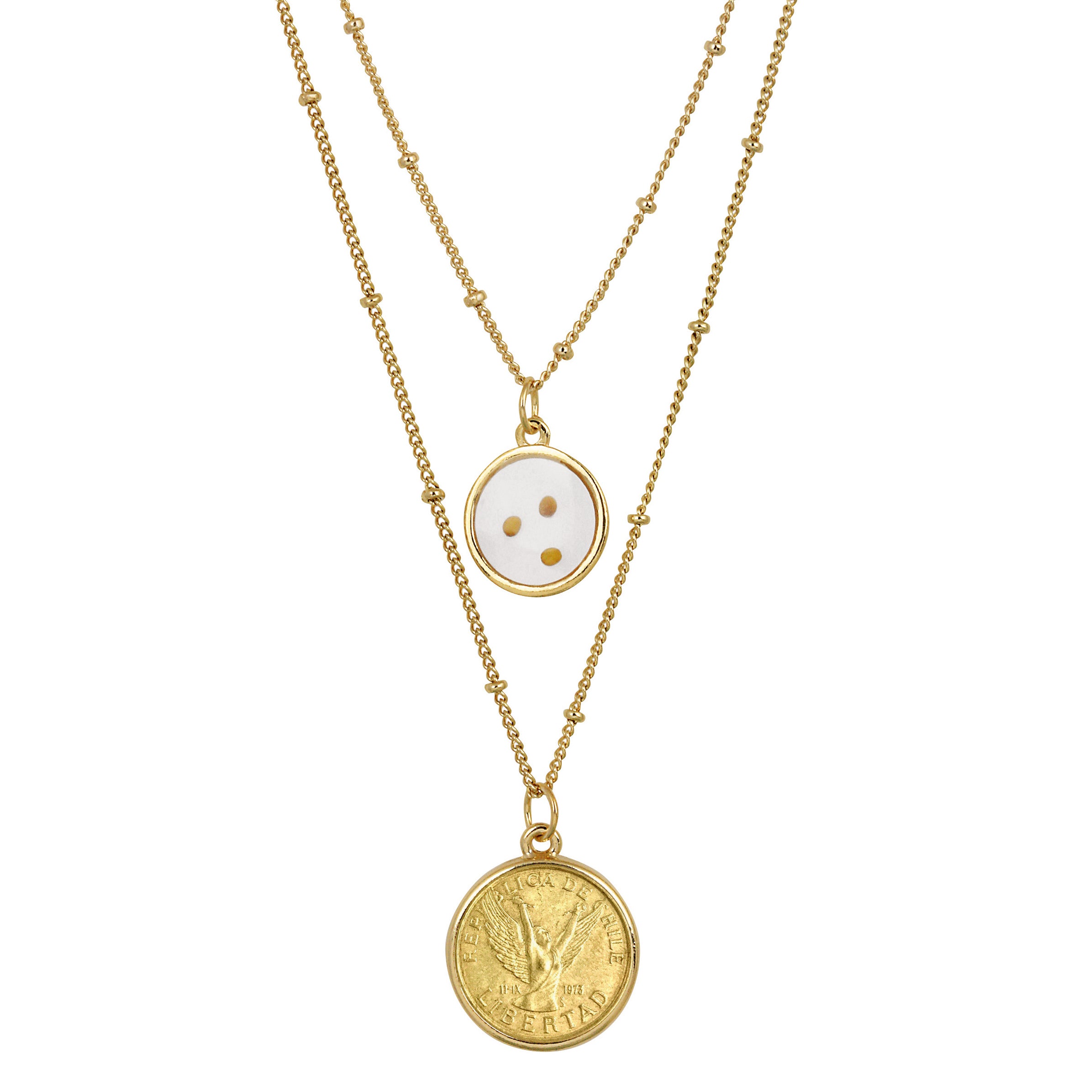 Chilean Angel Coin Mustard Seed Necklace 