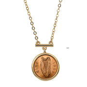 Irish Penny Coin Goldtone Bar Necklace 