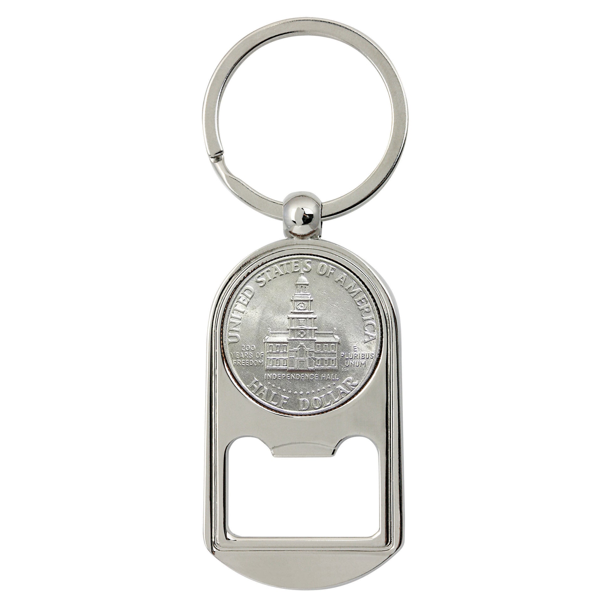 JFK Bicentennial Half Dollar Coin Key Chain Bottle Opener