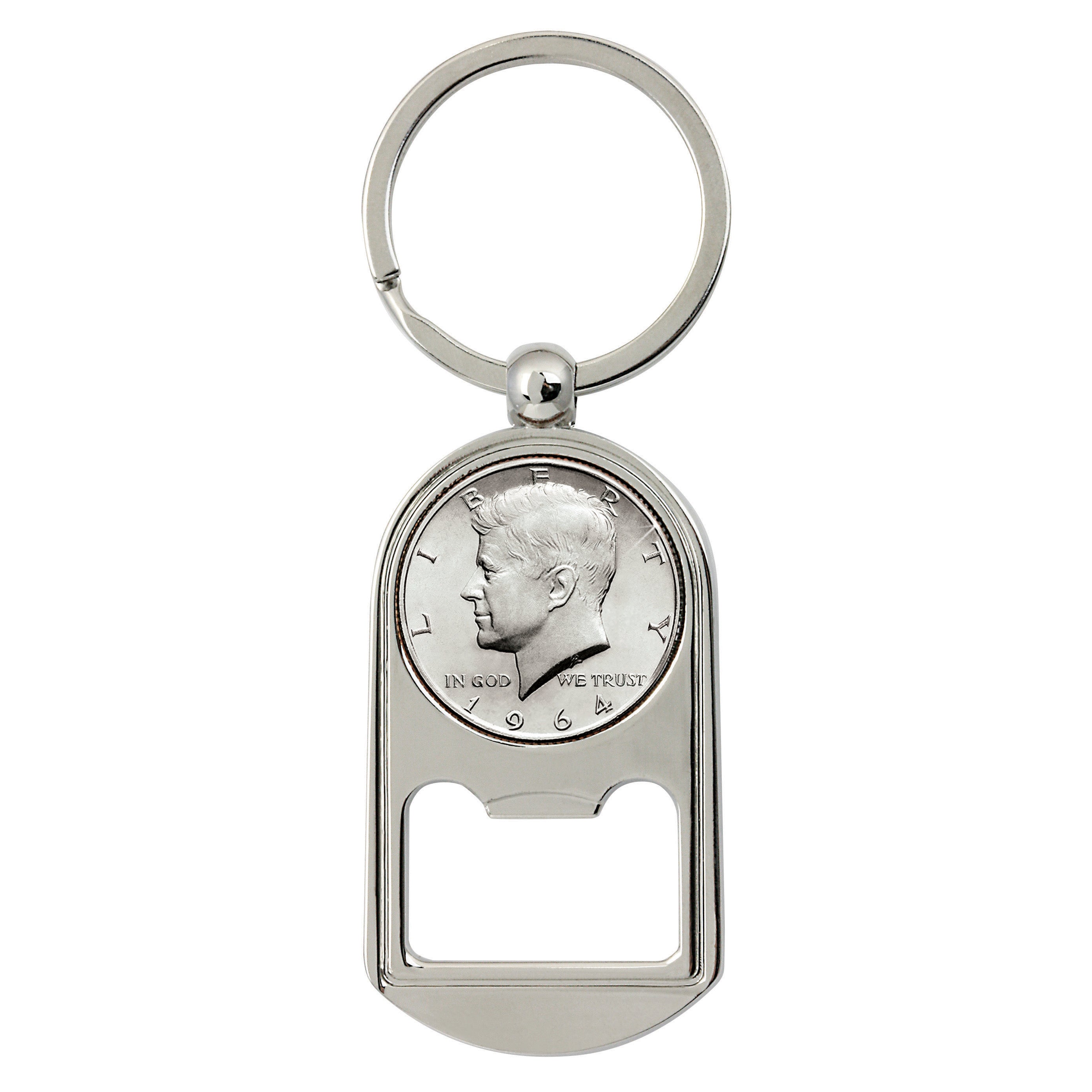 JFK 1964 First Year of Issue Half Dollar Coin Key Chain Bottle Opener