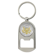 Selectively Gold-Layered Presidential Seal JFK Half Dollar Coin Key Chain Bottle Opener