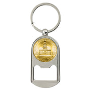 Gold-Layered JFK Bicentennial Half Dollar Coin Key Chain Bottle Opener ( reverse)
