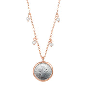 Italian 50 Lire Rose Tone Glass Pearl Necklace