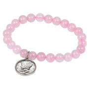 Rose Quartz Bracelet With Mercury Dime Coin