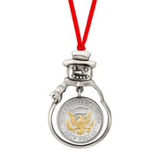 Presidential Seal 2 Tone JFK Half Dollar Snowman Ornament 