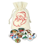 Vintage Christmas Colorized Coins in Santa Canvasbag