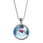 Holiday Snowman Colorized Quarter Silvertone Pendant
