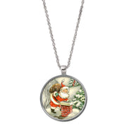 Holiday Santa Colorized JFK Half Dollar Silvertone Pendant