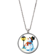 Holiday Snowman Colorized JFK Half Dollar Silvertone Pendant