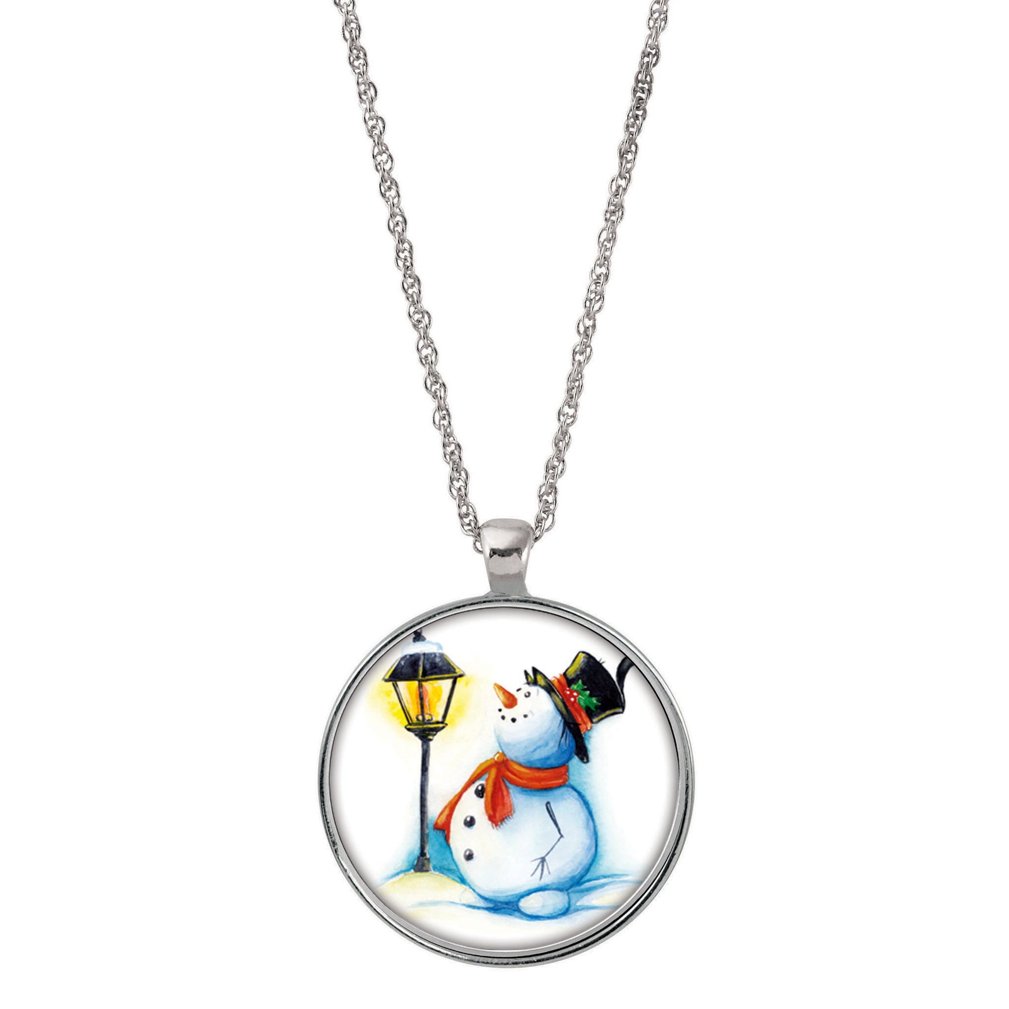 Holiday Snowman Colorized JFK Half Dollar Silvertone Pendant