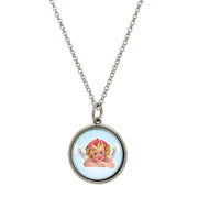 Colorized Nickel Angel Silvertone Pendant
