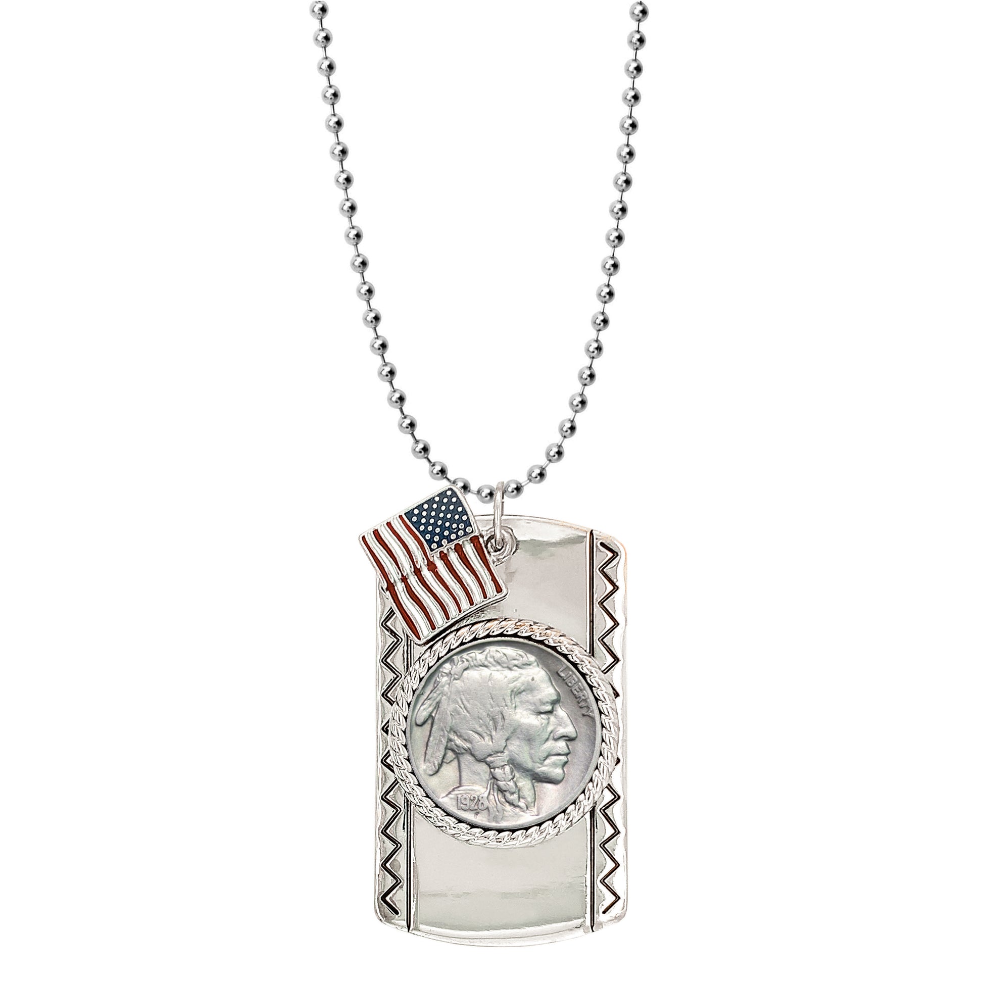 Buffalo Nickel Dog Tag Pendant Coin Necklace