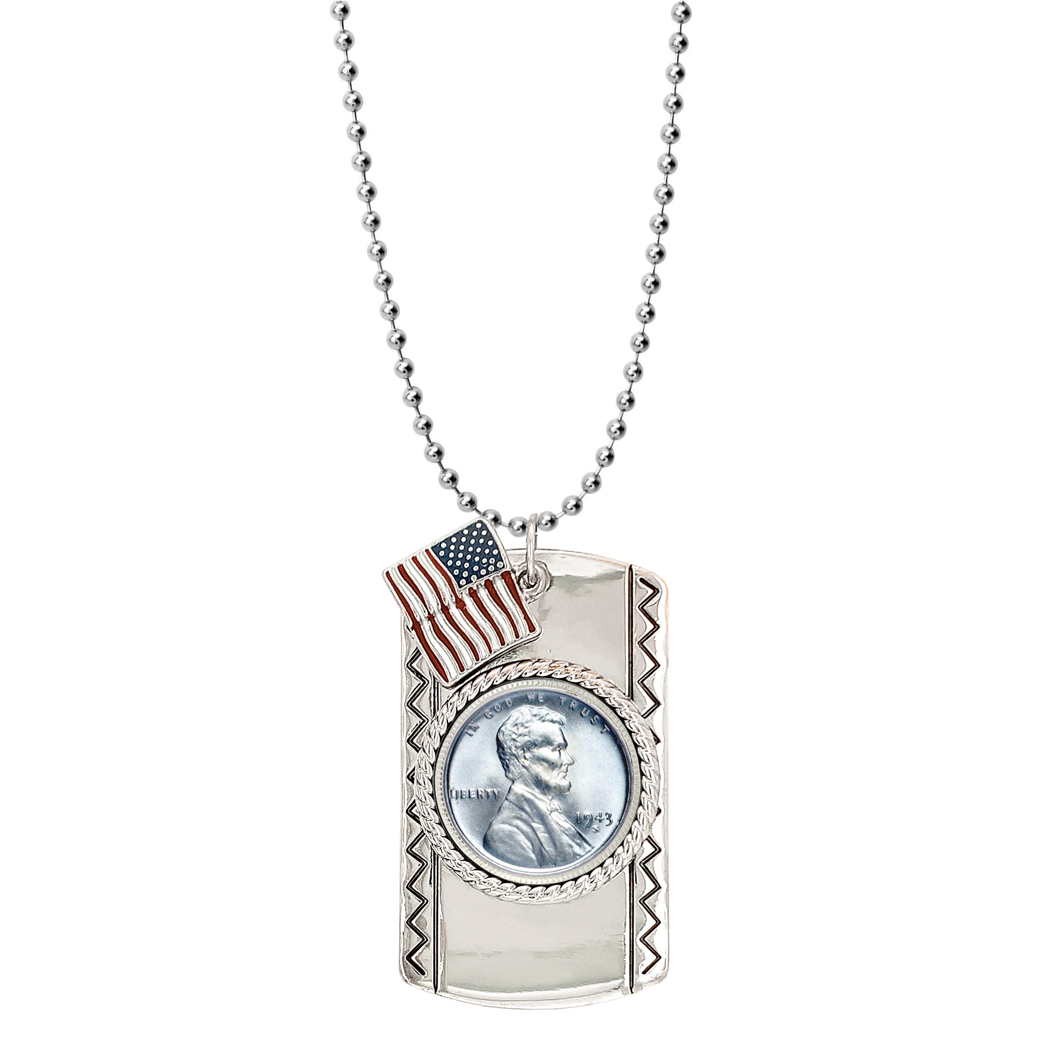 Lincoln Penny Steel Cent Dog Tag Pendant Coin Necklace