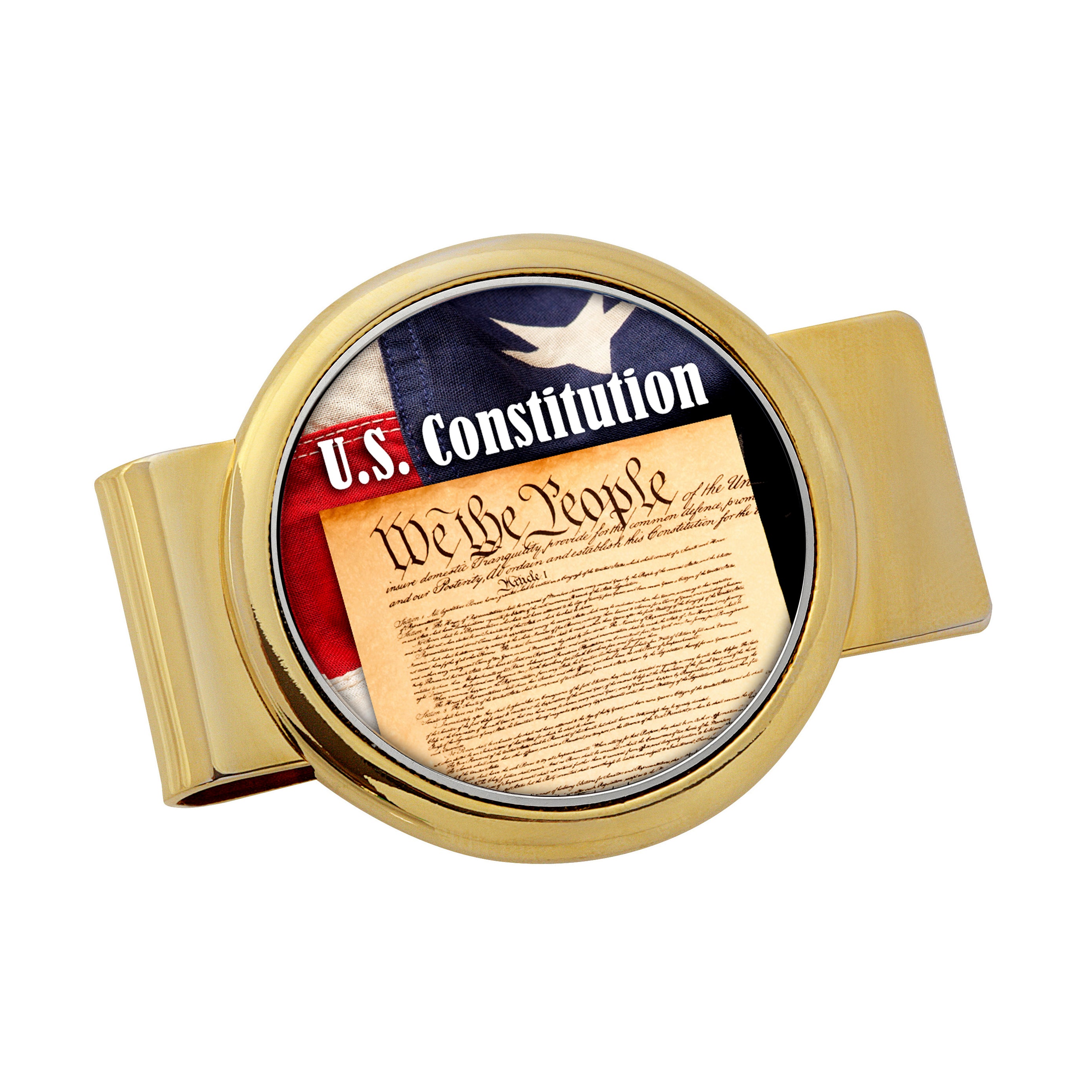 We The People Colorized Half Dollar Goldtone Money Clip