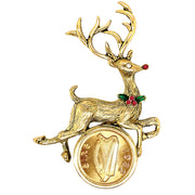 Irish Coin Reindeer Brooch